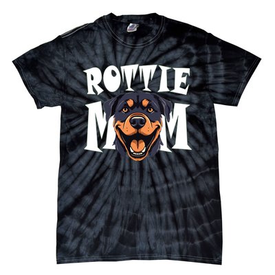 Womens Rottie Mom Cute Puppy Dog Happy Rottweiler Mom Womens Tie-Dye T-Shirt