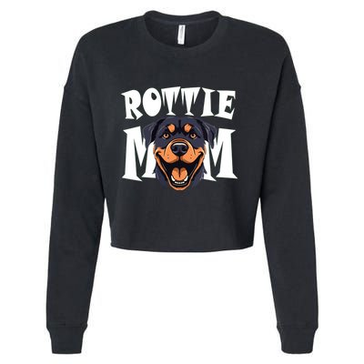 Womens Rottie Mom Cute Puppy Dog Happy Rottweiler Mom Womens Cropped Pullover Crew