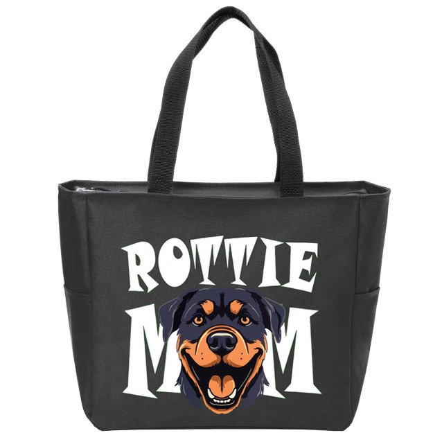 Womens Rottie Mom Cute Puppy Dog Happy Rottweiler Mom Womens Zip Tote Bag