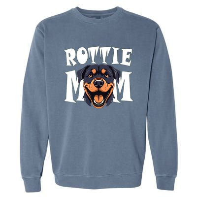 Womens Rottie Mom Cute Puppy Dog Happy Rottweiler Mom Womens Garment-Dyed Sweatshirt