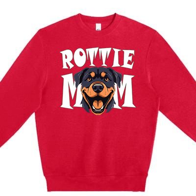 Womens Rottie Mom Cute Puppy Dog Happy Rottweiler Mom Womens Premium Crewneck Sweatshirt