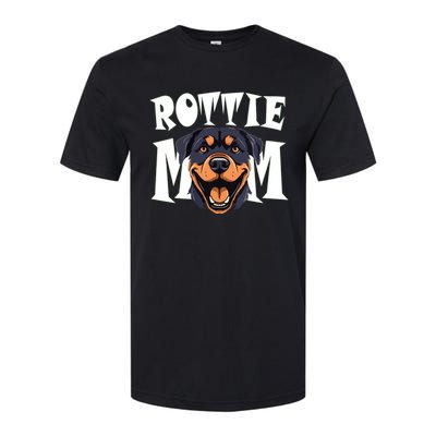 Womens Rottie Mom Cute Puppy Dog Happy Rottweiler Mom Womens Softstyle® CVC T-Shirt