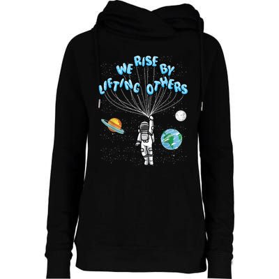 We Rise Motivational Quote Womens Funnel Neck Pullover Hood