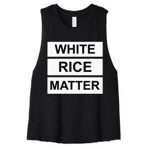 White Rice Matter Uncle Roger Funny Women's Racerback Cropped Tank