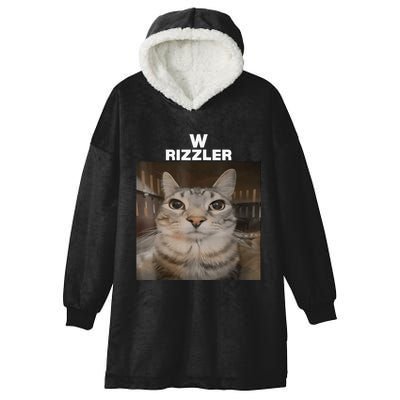 W Rizzler Meme Cat Meme Internet Memes Funny Meme Rizz Genz Hooded Wearable Blanket