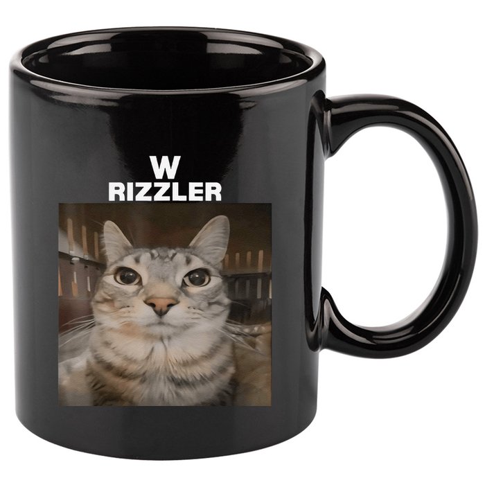 W Rizzler Meme Cat Meme Internet Memes Funny Meme Rizz Genz 11oz C Handle Ceramic Mug