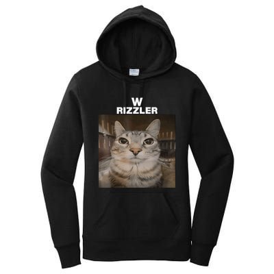 W Rizzler Meme Cat Meme Internet Memes Funny Meme Rizz Genz Women's Pullover Hoodie