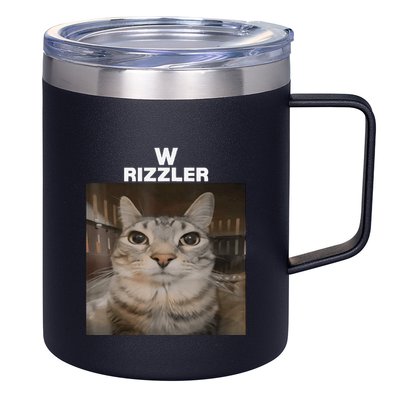 W Rizzler Meme Cat Meme Internet Memes Funny Meme Rizz Genz 12oz Stainless Steel Coffee Mug