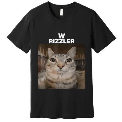W Rizzler Meme Cat Meme Internet Memes Funny Meme Rizz Genz Premium T-Shirt
