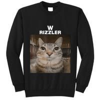 W Rizzler Meme Cat Meme Internet Memes Funny Meme Rizz Genz Tall Sweatshirt