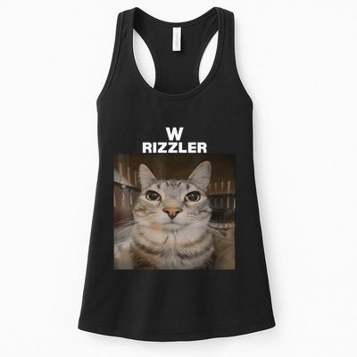 W Rizzler Meme Cat Meme Internet Memes Funny Meme Rizz Genz Womens Tank Top