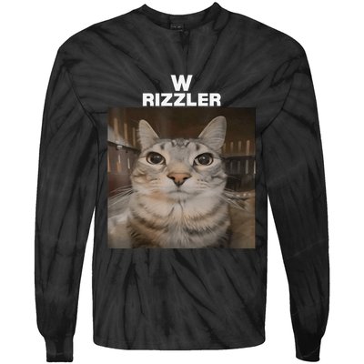 W Rizzler Meme Cat Meme Internet Memes Funny Meme Rizz Genz Tie-Dye Long Sleeve Shirt