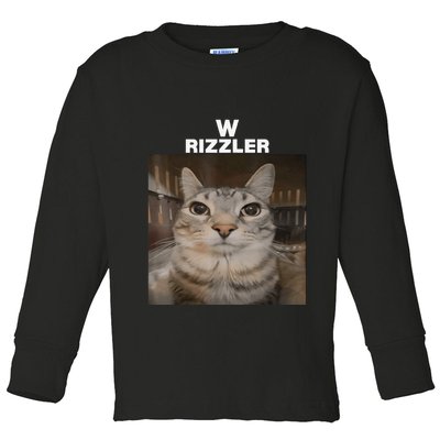 W Rizzler Meme Cat Meme Internet Memes Funny Meme Rizz Genz Toddler Long Sleeve Shirt