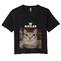 W Rizzler Meme Cat Meme Internet Memes Funny Meme Rizz Genz Women's Crop Top Tee