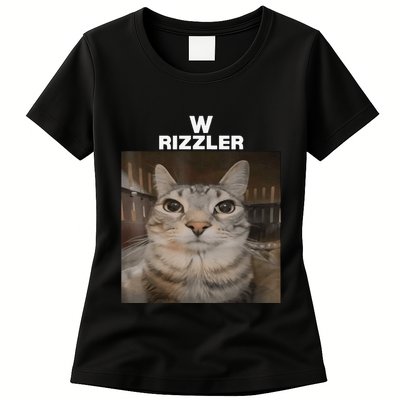 W Rizzler Meme Cat Meme Internet Memes Funny Meme Rizz Genz Womens T-Shirt