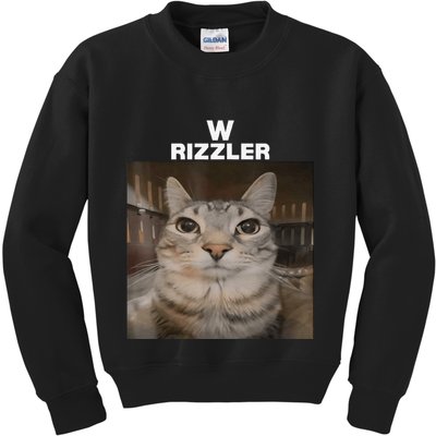 W Rizzler Meme Cat Meme Internet Memes Funny Meme Rizz Genz Kids Sweatshirt