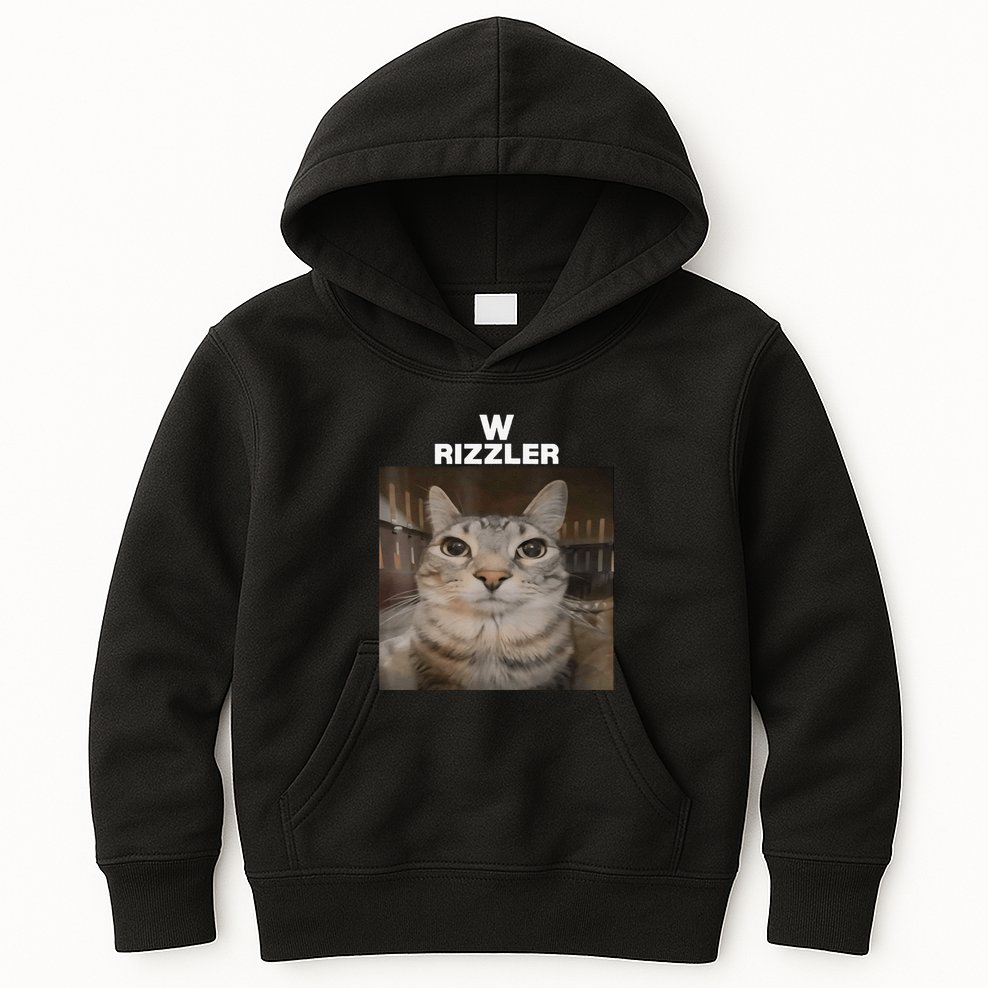W Rizzler Meme Cat Meme Internet Memes Funny Meme Rizz Genz Kids Hoodie