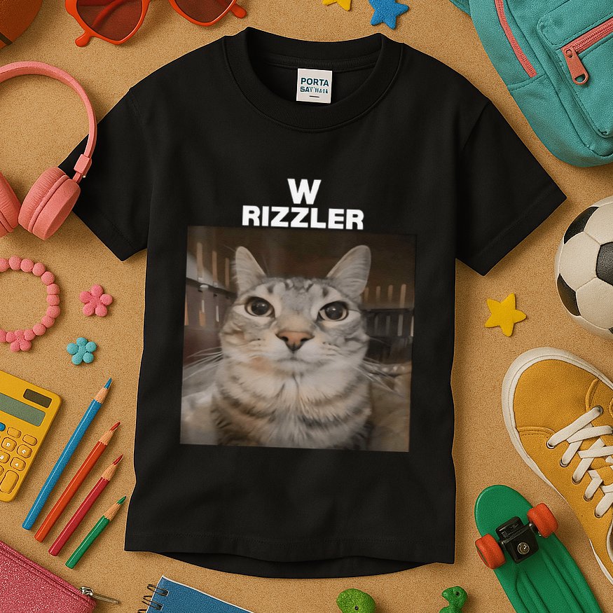 W Rizzler Meme Cat Meme Internet Memes Funny Meme Rizz Genz Kids T-Shirt