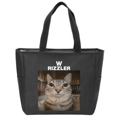 W Rizzler Meme Cat Meme Internet Memes Funny Meme Rizz Genz Zip Tote Bag