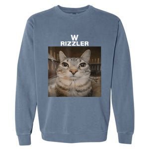 W Rizzler Meme Cat Meme Internet Memes Funny Meme Rizz Genz Garment-Dyed Sweatshirt