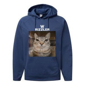 W Rizzler Meme Cat Meme Internet Memes Funny Meme Rizz Genz Performance Fleece Hoodie