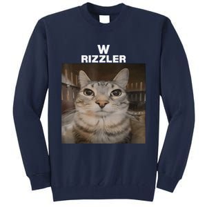 W Rizzler Meme Cat Meme Internet Memes Funny Meme Rizz Genz Tall Sweatshirt