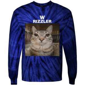 W Rizzler Meme Cat Meme Internet Memes Funny Meme Rizz Genz Tie-Dye Long Sleeve Shirt