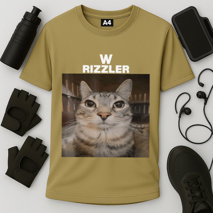 W Rizzler Meme Cat Meme Internet Memes Funny Meme Rizz Genz Cooling Performance Crew T-Shirt