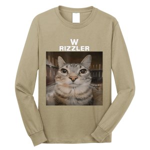 W Rizzler Meme Cat Meme Internet Memes Funny Meme Rizz Genz Long Sleeve Shirt