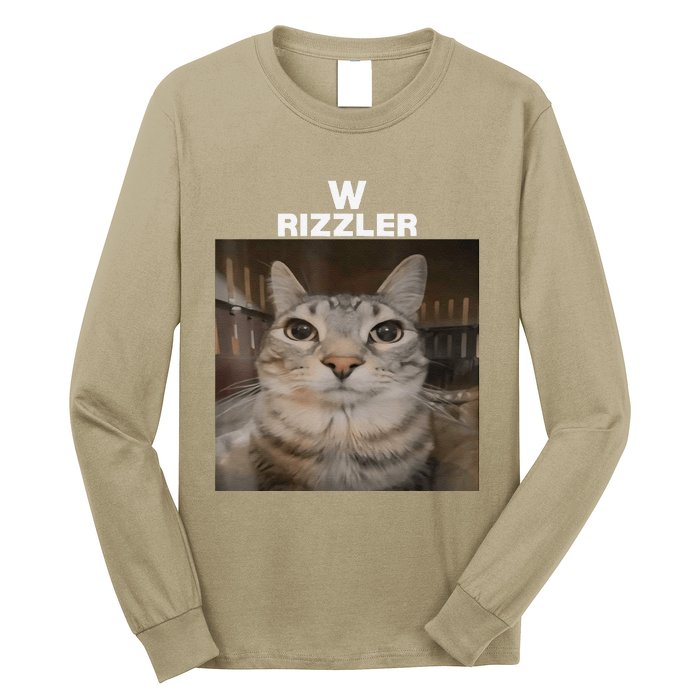 W Rizzler Meme Cat Meme Internet Memes Funny Meme Rizz Genz Long Sleeve Shirt