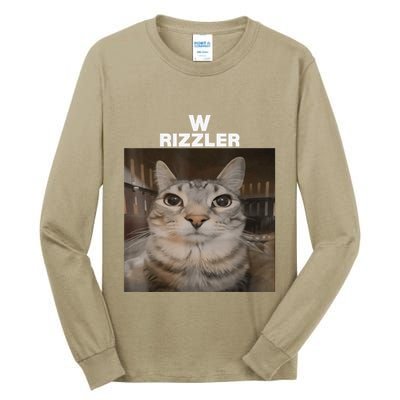 W Rizzler Meme Cat Meme Internet Memes Funny Meme Rizz Genz Tall Long Sleeve T-Shirt