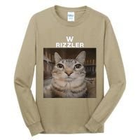 W Rizzler Meme Cat Meme Internet Memes Funny Meme Rizz Genz Tall Long Sleeve T-Shirt