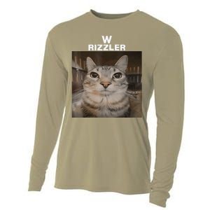 W Rizzler Meme Cat Meme Internet Memes Funny Meme Rizz Genz Cooling Performance Long Sleeve Crew