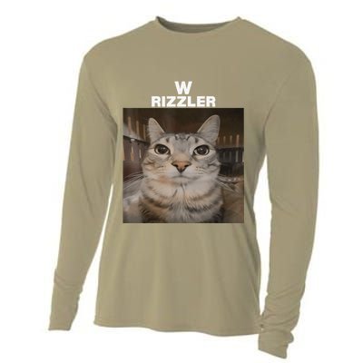 W Rizzler Meme Cat Meme Internet Memes Funny Meme Rizz Genz Cooling Performance Long Sleeve Crew