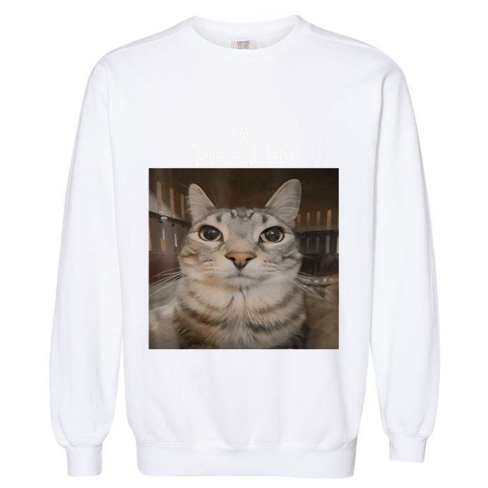 W Rizzler Meme Cat Meme Internet Memes Funny Meme Rizz Genz Garment-Dyed Sweatshirt