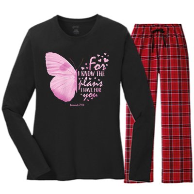 Womens Religious Mom Women Christian Bible Verse Butterfly Women's Long Sleeve Flannel Pajama Set 