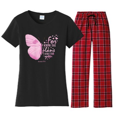 Womens Religious Mom Women Christian Bible Verse Butterfly Women's Flannel Pajama Set