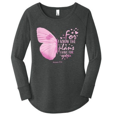 Womens Religious Mom Women Christian Bible Verse Butterfly Women's Perfect Tri Tunic Long Sleeve Shirt