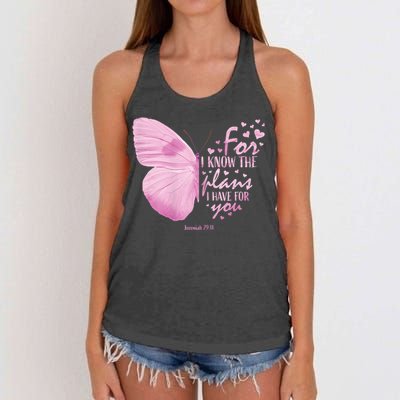 Womens Religious Mom Women Christian Bible Verse Butterfly Women's Knotted Racerback Tank