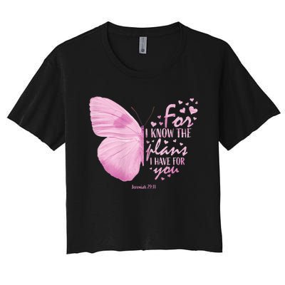 Womens Religious Mom Women Christian Bible Verse Butterfly Women's Crop Top Tee