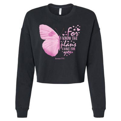 Womens Religious Mom Women Christian Bible Verse Butterfly Cropped Pullover Crew