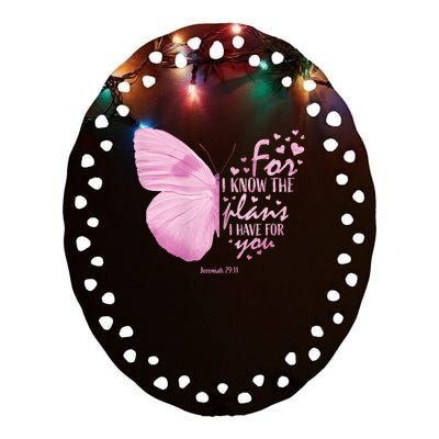 Womens Religious Mom Women Christian Bible Verse Butterfly Ceramic Oval Ornament