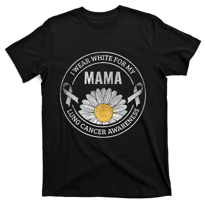 White Ribbon Mama Lung Cancer Awareness Gift T-Shirt