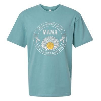 White Ribbon Mama Lung Cancer Awareness Gift Sueded Cloud Jersey T-Shirt