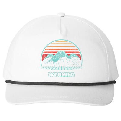 Wyoming Retro Mountain Hiking 80s Style Snapback Five-Panel Rope Hat