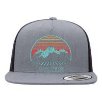 Wyoming Retro Mountain Hiking 80s Style Flat Bill Trucker Hat