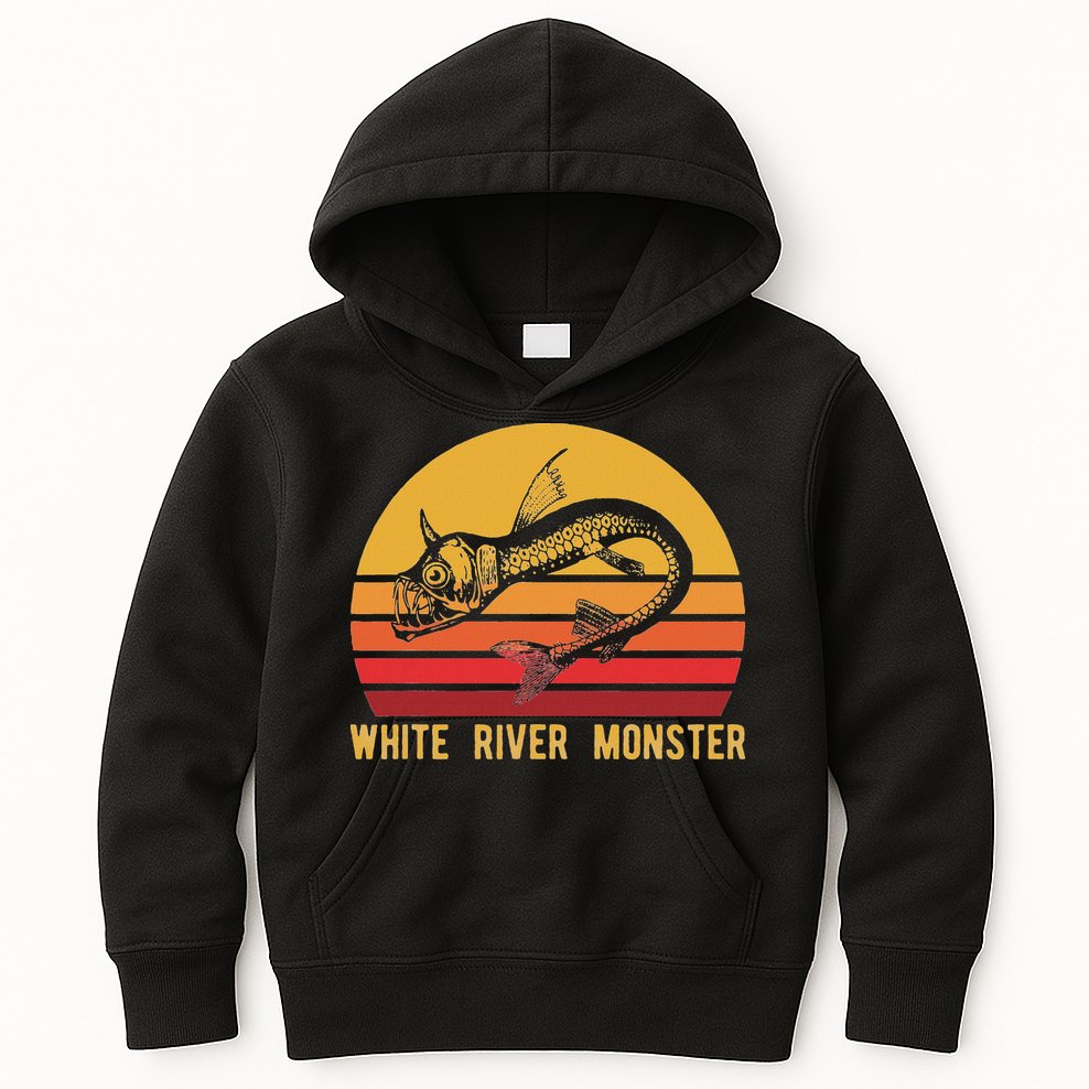 White River Monster Arkansas Cryptid Horned Fish Kids Hoodie