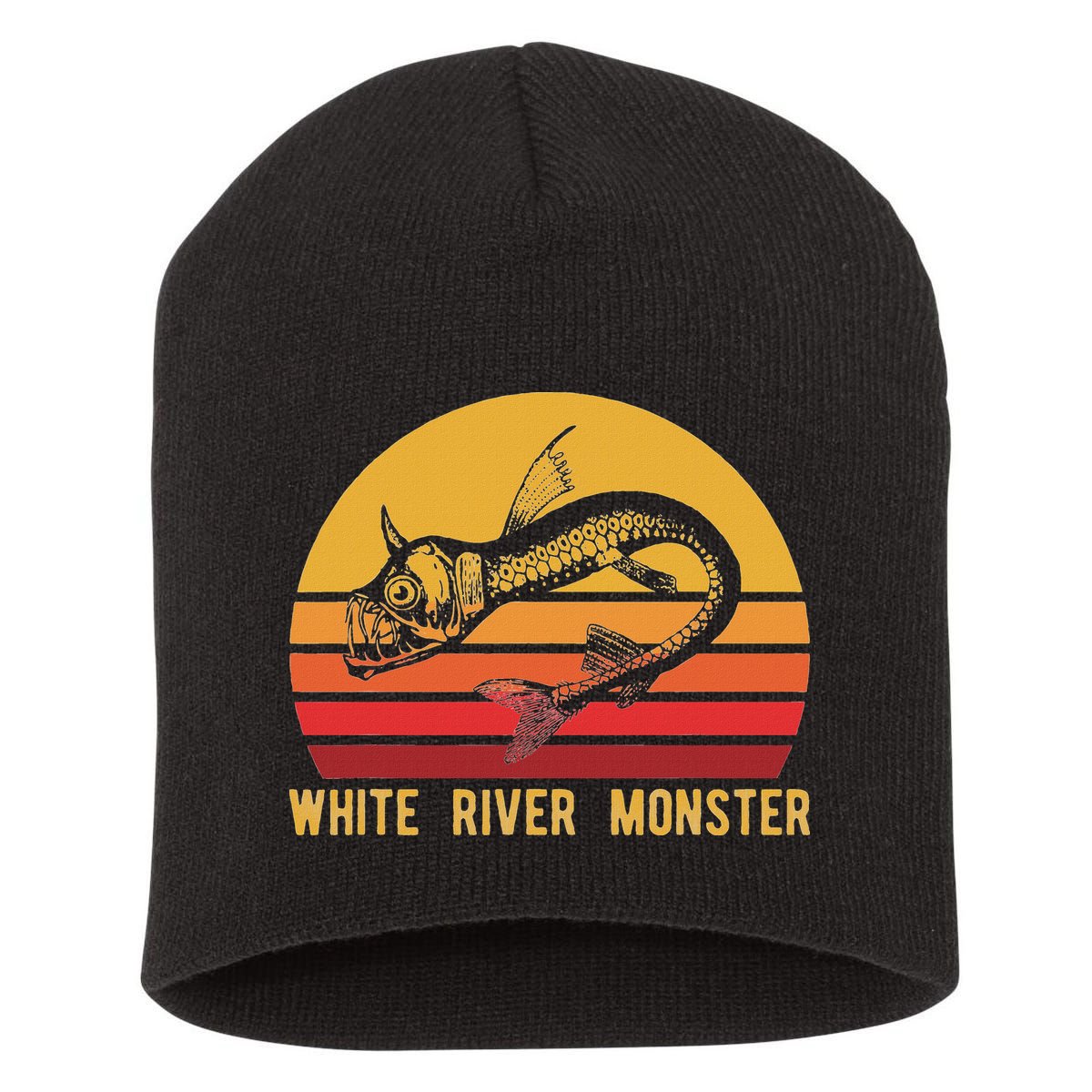 White River Monster Arkansas Cryptid Horned Fish Short Acrylic Beanie