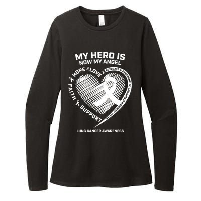 Wings Ribbon My Hero Is Now My Angel Lung Cancer Awareness Gift Womens CVC Long Sleeve Shirt