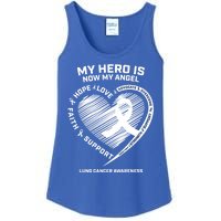 Wings Ribbon My Hero Is Now My Angel Lung Cancer Awareness Gift Ladies Essential Tank